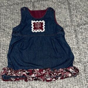 Stylish Denim Dress with Maroon Ruffle